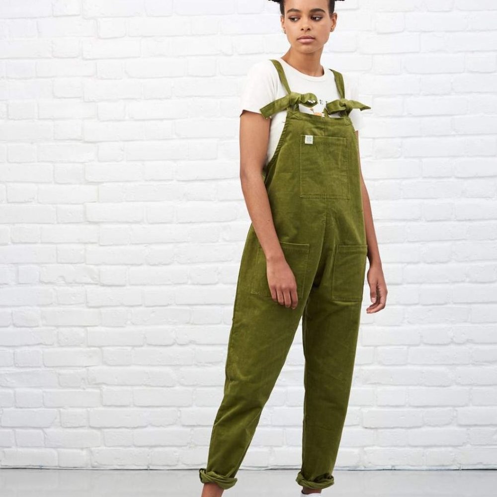 'The Organic Original' Corduroy Dungarees / Overalls in Olive Green